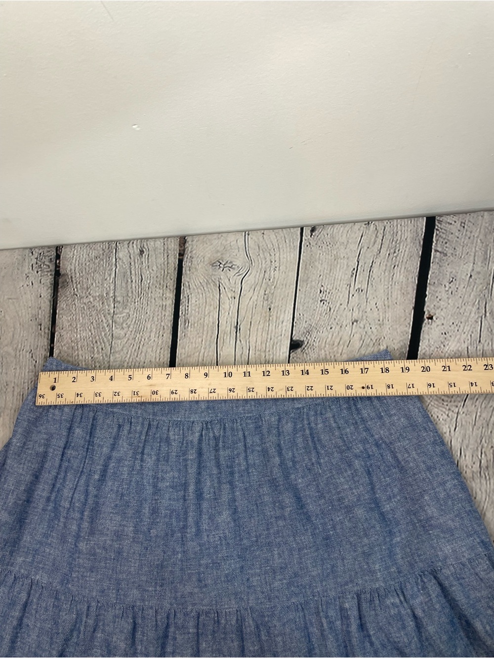 Matty M Blue Chambray Tiered A-Line Midi Skirt size XXL - Picture 12 of 13